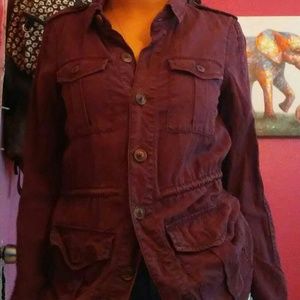 Long sleeve burgundy flannel type shirt